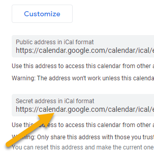 [Operto Teams] Google Calendar Export iCal Links